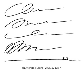 hand lettering line, signature line vector on a white background. Doodle signature