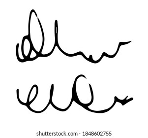 hand lettering lines, vector lines mural pens set of simple smooth Doodle black outline isolated on white background