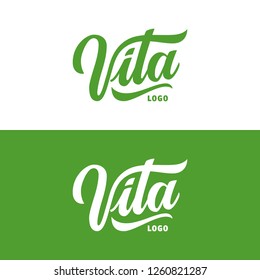 Hand lettering logo vector design. Green logotype concept for eco business. Vector.