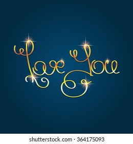 Hand lettering, Love you, valentine day bright inscription
