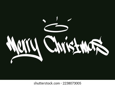 hand lettering MERRY CHRISTMAS greeting card design