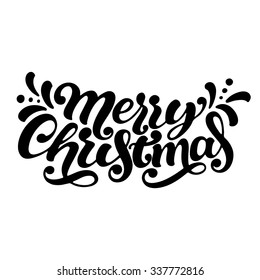 Hand Lettering Merry Christmas Isolated On Stock Vector (Royalty Free ...