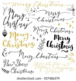 hand lettering Merry Christmas set