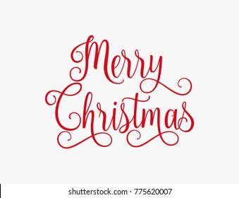 Hand lettering Merry Christmas text, Calligraphic Lettering template, Creative typography for Holiday Greeting Gift Card. Calligraphy Font