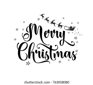 Hand lettering Merry Christmas vector, Calligraphic Lettering template Creative typography for Holiday Greeting Gift Card. Calligraphy Font vector