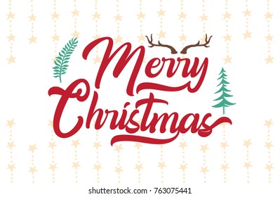 Hand lettering Merry Christmas vector text Calligraphic Lettering template Creative typography for Holiday Greeting Gift Card. Calligraphy Font vector