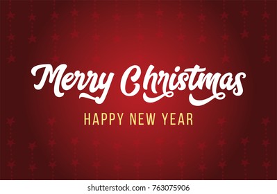Hand lettering Merry Christmas vector text Calligraphic Lettering template Creative typography for Holiday Greeting Gift Card