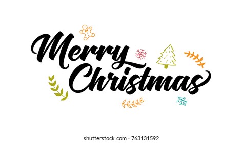 Hand lettering Merry Christmas vector, Calligraphic Lettering template Creative typography for Holiday Greeting Gift Card. Calligraphy Font vector