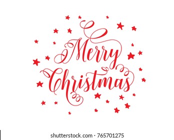 Hand lettering Merry Christmas vector text. Creative typography for Holiday Greeting Gift Card. Calligraphy Font vector
