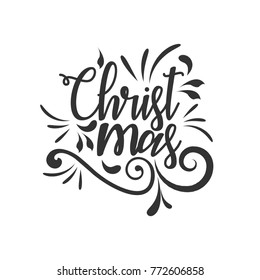 Hand lettering Merry Christmas vector text, Calligraphic Letteri