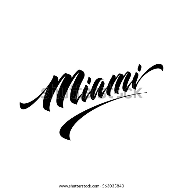 白い背景に手書きのマイアミロゴデザインコンセプト ウェブインフォグラフィックスフロリダ都の絵文字 高級な現代書道アメリカの都市のベクター画像エンブレム イラスト のベクター画像素材 ロイヤリティフリー