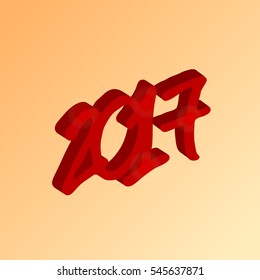 Hand lettering numbers on orange background. New year