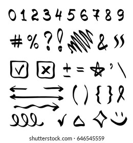Hand lettering 	numeral EPS 10. Vector hand drawn elements in doodle style on white 
background
