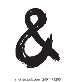 Hand lettering paint brush stroke grunge of ampersand sign