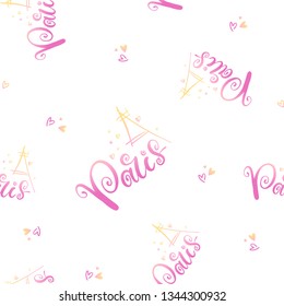 Hand lettering pattern Paris. Handlettering background for paper, fabric