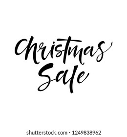Hand lettering poster with a phrase "Christmas Sale". Vector handwritten Christmas quote on white background.