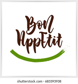 Hand lettering quote "Bon Appetit". Modern calligraphy.