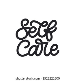 Hand lettering quote. The inscription: Selfcare. Perfect design for greeting cards, posters, T-shirts, banners, print invitations.Monoline lettering.