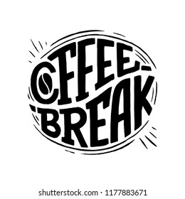 Hand lettering quote with sketches for coffee shop or cafe. Hand drawn vintage typography collection isolated on white background. Vector