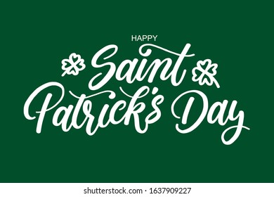 Hand lettering saint patrick's day greetings card. vector illustration.