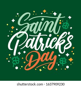 Hand lettering saint patrick's day greetings card. vector illustration.