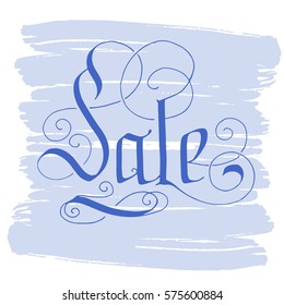 Hand lettering sale on grunge brush background. Vector illustration for your design