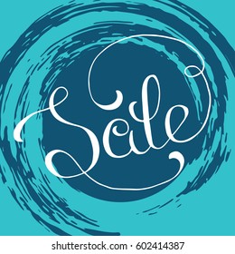 Hand lettering sale on grunge brush background. Vector illustration for your design