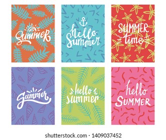 hand lettering summer typography design with colorful background