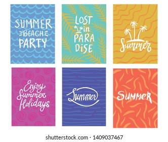 hand lettering summer typography design with colorful background