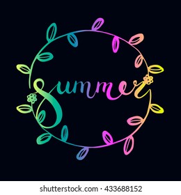  Hand lettering summer typography poster. Handwritten summer lettering. Summer banner. Brush lettering composition