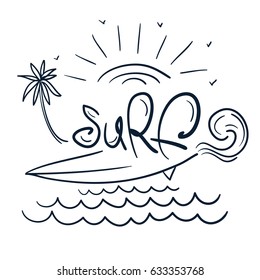 Hand Lettering Surf Stock Vector (Royalty Free) 633353768 | Shutterstock