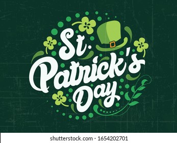 Hand Lettering Text "St. Patrick's Day" on Creative Background. 17th March. Vector Illustration.