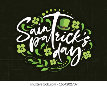 Hand Lettering Text "St. Patrick's Day" on Creative Background. 17th March. Vector Illustration.