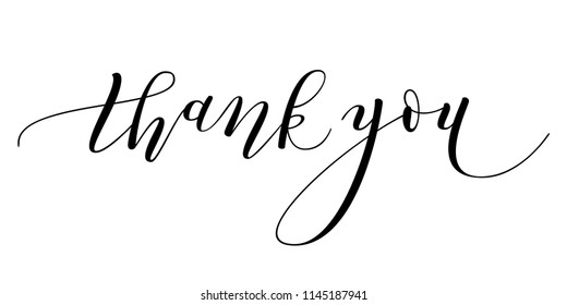 Hand Lettering "Thank you" Brush Pen lettering isolated on background. Handwritten vector Illustration.