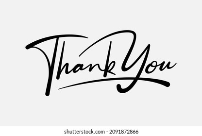 Hand lettering Thank You Design Custom Calligraphy Vector, Black Color on White Background