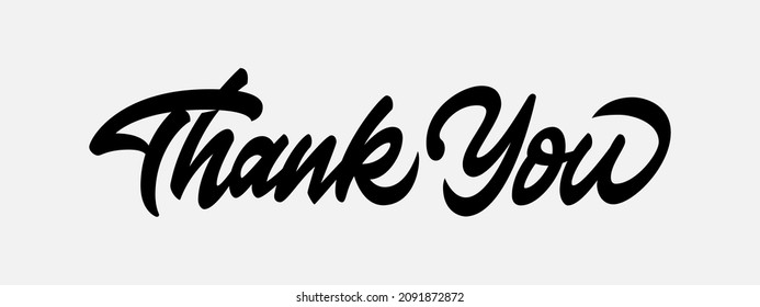 Hand lettering Thank You Design Custom Calligraphy Vector, Black Color on White Background