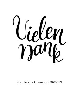 Hand lettering thank you in German language: Vielen dank