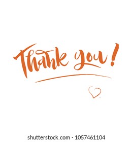 Hand lettering "Thank you" and Heart.
Template for card, letter, print. Thanksgiving signature. Thank. Gratitude.