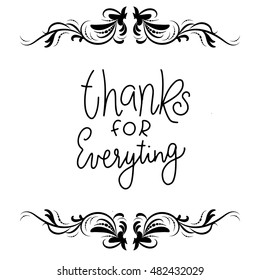 hand lettering thanks for everything  in vintage frame