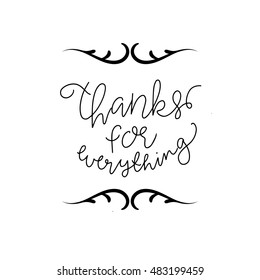 hand lettering thanks for everything in vintage frame