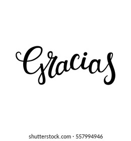 Hand lettering thanks in Spanish: Gracias