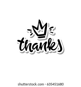 Hand lettering Thanks. Vector illustration