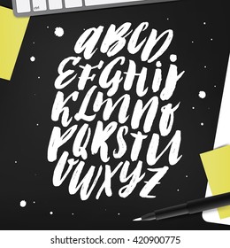 Hand lettering and typography alphabet for your designs: logo, for poster, banner, card.
