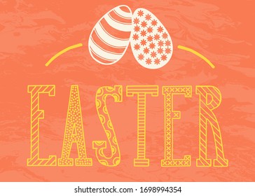 Hand lettering typography Easter text as logotype, badge or postcard, card, invitation, flyer, banner template. Hand sketched. Season's Greetings. 