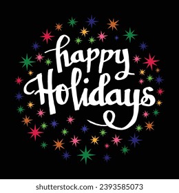 Tipografía con membrete manual iluminada vector de vacaciones felices 