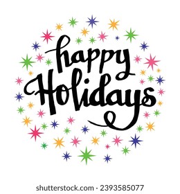 Hand lettering typography illustartion vector of happy holiday 