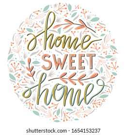 Poster Hand lettering typography poster 'Home sweet home' 