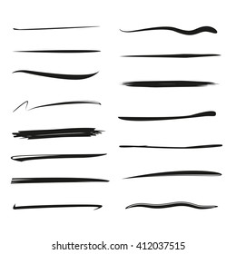 hand lettering underlines lines, brush lines vector