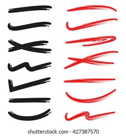 hand lettering underlines lines set, brush stroke set