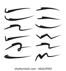 hand lettering underlines lines set, brush lines